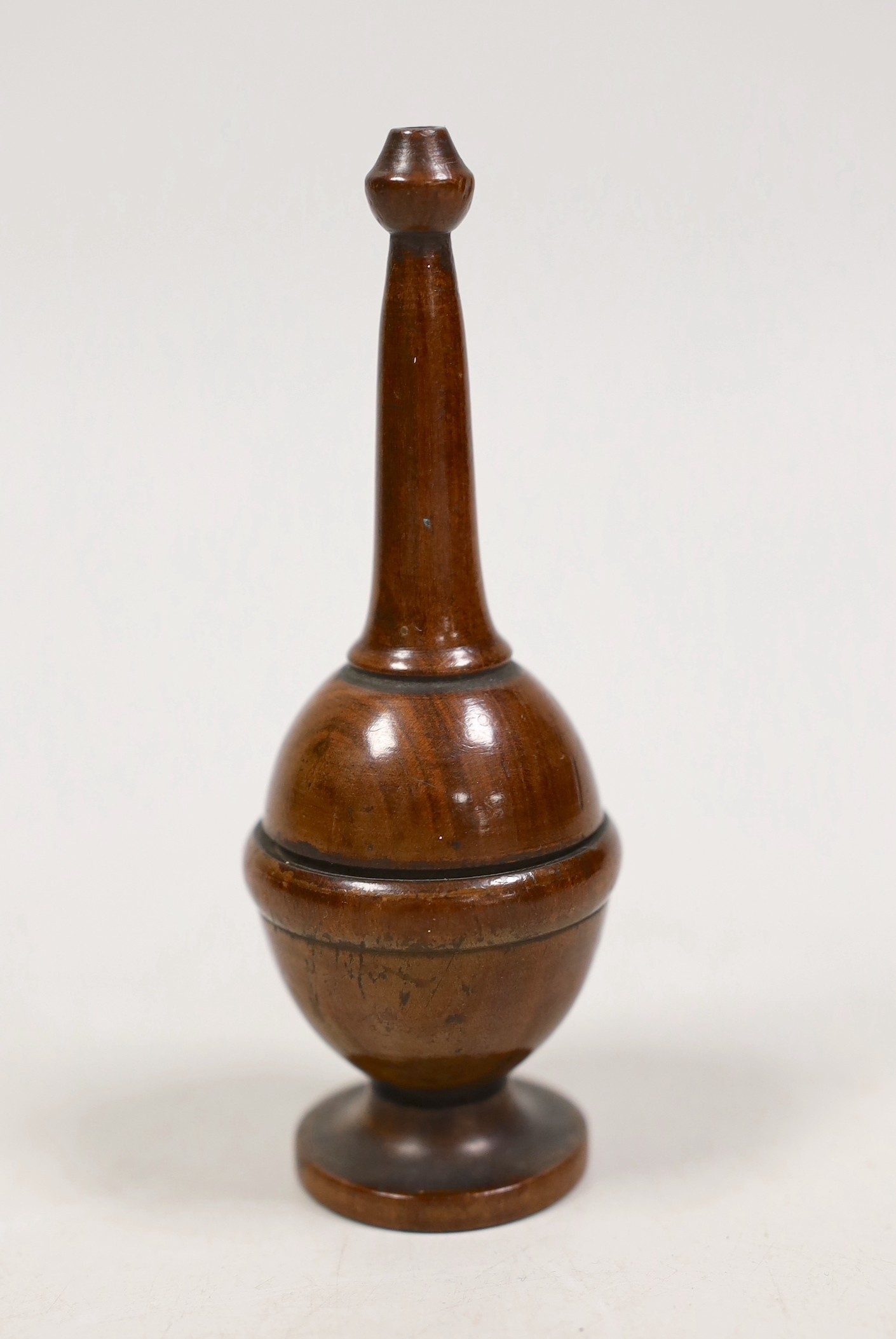 Treen specific gravity measure. 12cm tall
